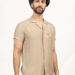Lela Beige Viscose Blend Regular Fit Solid Shirt-image-32