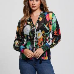 Guess Black Polyester Printed Tops-image-50