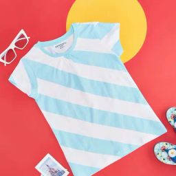 Pantaloons Junior Blue & White Cotton Striped T-Shirt-picture-38