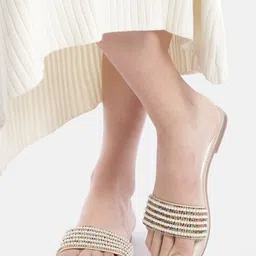AXIUM Women Embellished Open Toe Flats-12