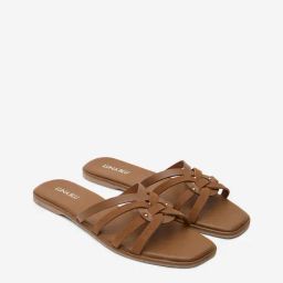 LUNA BLU by Westside Tan Multi-Strap Suede Slip-On Sandals-1