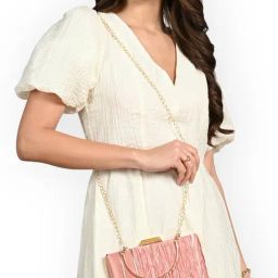 Lavie Anya Pleat Rose Gold Textured Small Clutch-picture-31