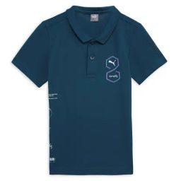 Puma Kids one8 Ocean Blue Cotton Printed Polo T-Shirt-image-24