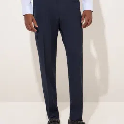 WES Formals by Westside Navy Pinstriped Relaxed-Fit Mid-Rise Trousers-picture-10