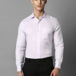 Louis Philippe Light Purple Cotton Regular Fit Texture Shirt-image-35