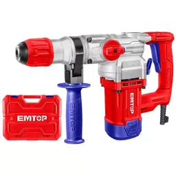Emtop 4.5 J 1050 W 3800 BPM Rotary Hammer Kit Red and Silver, ERHRP1052-16