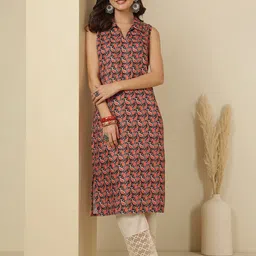 Anouk Rustic Women Floral Printed Thread Work Kurta-32
