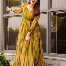 Raiyani Enterprise Floral Print Crepe Fit & Flare Maxi Dress-image-47