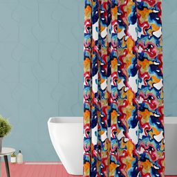 ArtzFolio Blue & White Printed Waterproof Shower Curtain-image-100