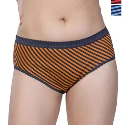 CHIC Women Pack Of 3 Striped Pure Cotton Low-Rise Anti Microbial Hipster Briefs-image-55