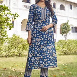 CHANSI Women Floral Printed Kurta with Trousers-picture-28