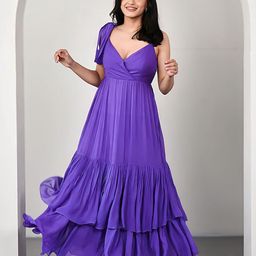 DressBerry Women Shoulder Straps Fit & Flare Maxi Dress-image-84