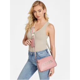 guess fashion Guess Women Pink Crossbody Sling Bag with Pouch (Set of 2)-picture-6