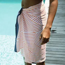 Thirsty Towel White & Orange 1 Printed Bamboo 210 GSM Bath Towel-12