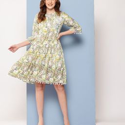 BAESD Floral Printed Net Tiered Fit & Flare Dress-image-98