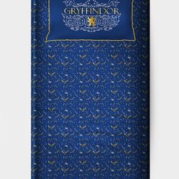SilverLinen Official Warner Bros Wizarding World Gryffindor Harry Potter 100% Cotton 250 TC Single Bedsheet - Blue-image-99