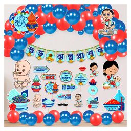 Zyozi Annaprasanam Decorations Items Rice Ceremony Decorations Blue & Red -  Pack of 65-18