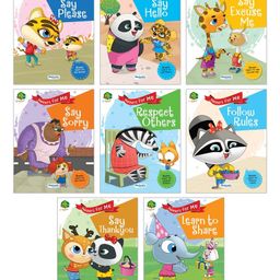 Majestic Book Club Manners for Me- 8 book set for kids. Say Excuse Me, Respect Others, Say Hello, Say Thankyou, Learn to Share, Say Please, Follow Rules and Say Sorry-12