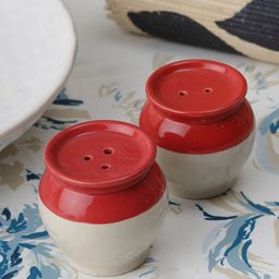 VarEesha Red White Handi Ceramic Salt n Pepper Set-image-3