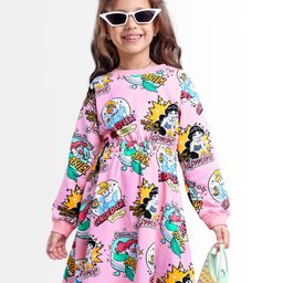 ollington st. disney Olington St. Disney Full Sleeves Frock With Disney Princess Print - Pink-picture-21