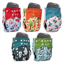 luv lap LuvLap Reusable Baby Cloth Diapers Combo Pack of 5 - Multicolor-picture-5