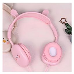 YAMAMA Bibi Bunny Earphone for Kids, 3.5mm Jack On Ear Wired Cute Headphone, Stereo with Mic Earphone, Stylish Headphones for Girls Boys, Birthday Gift for Girls - Pink-24