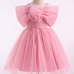 Mark & Mia Woven Cold Shoulder Sleeves Party Dress with Floral Corsage Applique - Pink-image-46