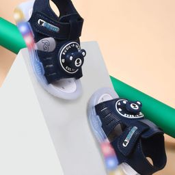 KATS Bear Applique Detailed LED Sandals With Velcro Closure - Navy Blue-image-90