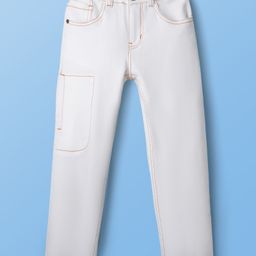 Pine Kids Woven Full Length Washed Denim Jeans - White-picture-29