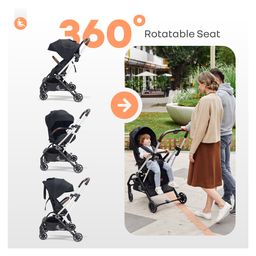 R for Rabbit Street Smart 360 Degree Rotatable Seat Kids Stroller- Pure Black image 2