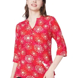 G0-4 IT Women Floral Printed Mandarin Collar Top-picture-17