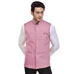 Seetoo Mandarin Collar Woven Design Nehru Jacket-image-80