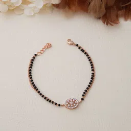 SWASHAA Kasak Rose Gold-Plated Stainless Steel Studded & Beaded Mangalsutra Bracelet-41