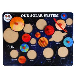 Enjunior Box Alphabets Solar System & Shapes Wooden Puzzle With Knobs Multicolor - 46 Pieces image 3