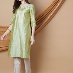 Melange by Lifestyle Women Embroidered Keyhole Neck Kurta-picture-39