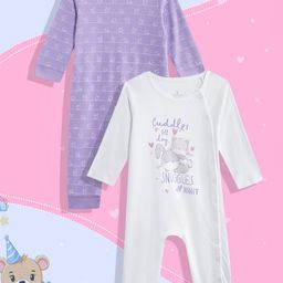 mothercare Infant Girls Pack of 2 Printed Pure Cotton Rompers-picture-11