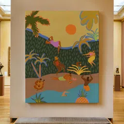 ASIAN MONK Multicoloured Single Piece Wood Floral and Botanical Wall Paintings-picture-23
