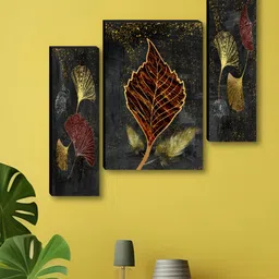 Myntra Elegant Homes Grey & Gold-Toned 3 Pieces Floral and Botanical Wall Art-image-72