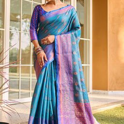 Anouk Floral Zari Woven Design Kanjeevaram Saree-image-13
