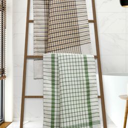 Athom Living White & Green 2 Printed Cotton 210 GSM Bath Towel-image-82