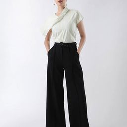 RAREISM Bhakil Women Tailored Slim Fit High-Rise Pleated Primary Black Trousers-image-29