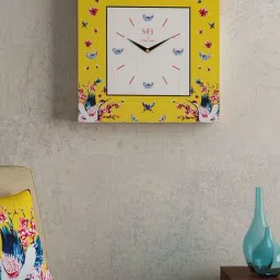 SEJ by Nisha Gupta Yellow Framed Analogue Wall Clock - Set of 1-image-11