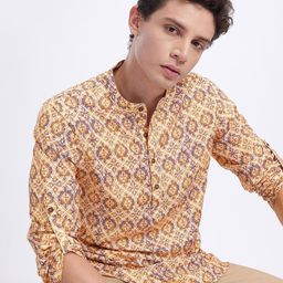 Anouk Rustic Floral Print Roll Up Sleeves Straight Kurta-image-92