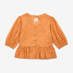 Utsa Kids by Westside Orange Embroidered Cotton Peplum Top-image-93