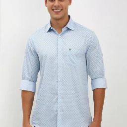 Allen Solly Blue Cotton Slim Fit Printed Shirt-picture-0