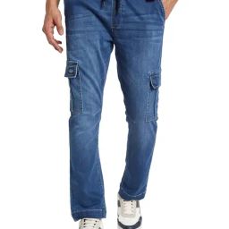 Octave Blue Regular Fit Mid Rise Solid Stretchable Jeans-image-90