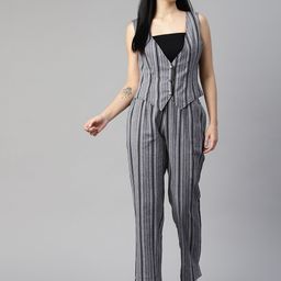 Cottinfab Women Striped Cotton Waistcoat and Trousers Co-Ord Set-picture-39