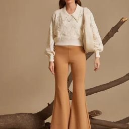 Kazo Beige Acrylic Relaxed Fit Embellished Sweaters-image-48