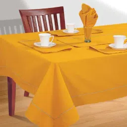 Swayam Mustard Cotton 200 TC 6 Seater Table Cover - Set of 1-45