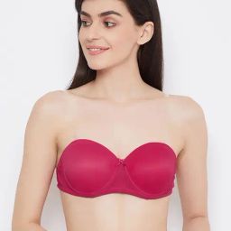 Clovia Pink Under Wired Padded Balconette Bra-image-70